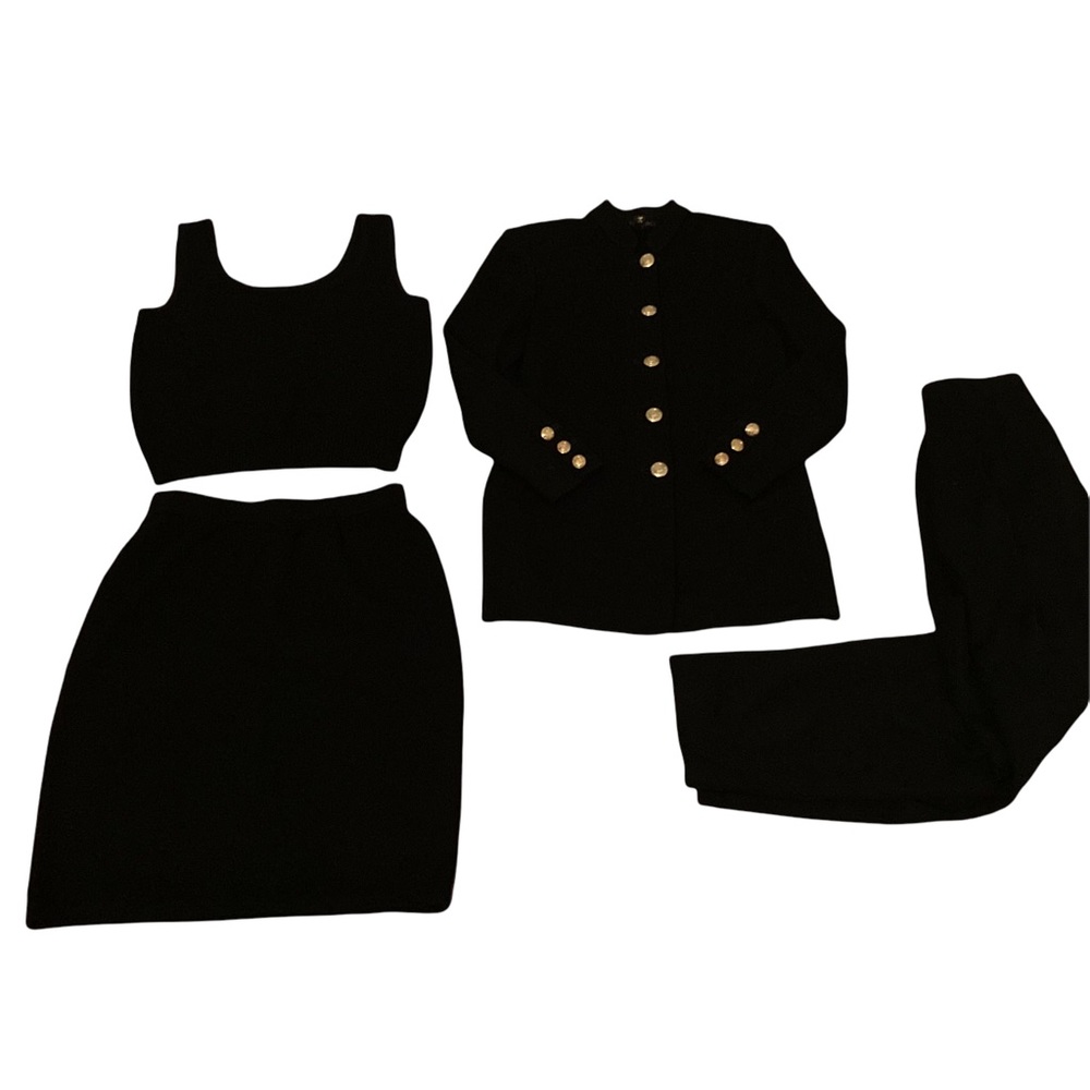 St. John Basics Black 4-Piece Suit  Sz: 4